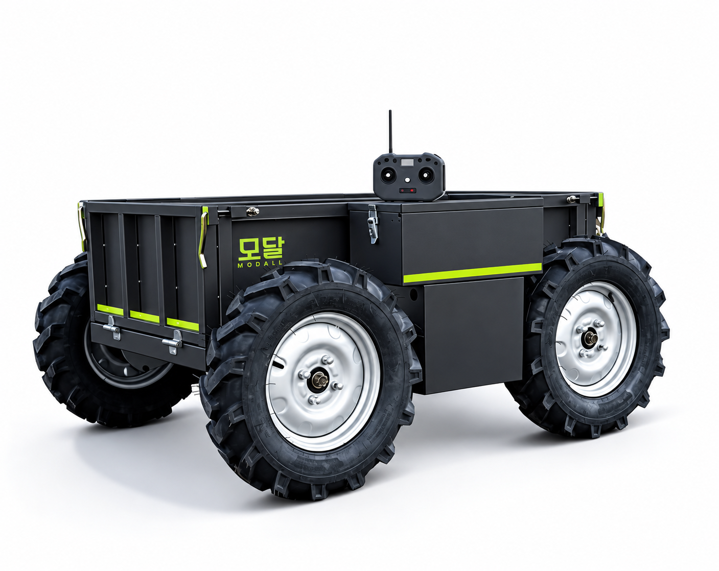 Modall Cargo: simulação visual de transportador compacto com quatro rodas e plataforma de carga